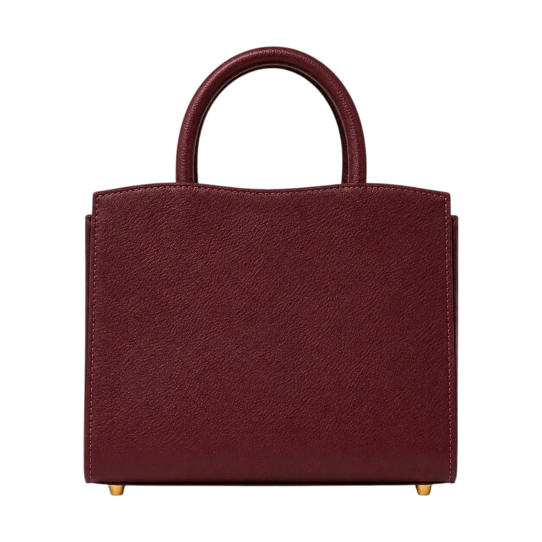 Evoria Maroon Gold Accent Faux Leather Satchel Handbag