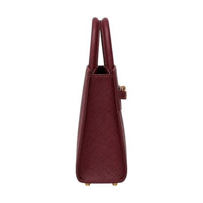Bagnar Maroon Gold Accent Faux Leather Satchel Handbag