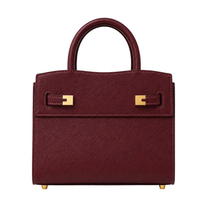 Bagnar Maroon Gold Accent Faux Leather Satchel Handbag