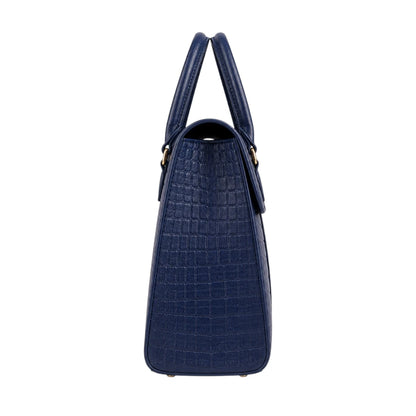 Bagnar Navy Croc-Embossed Satchel Handbag