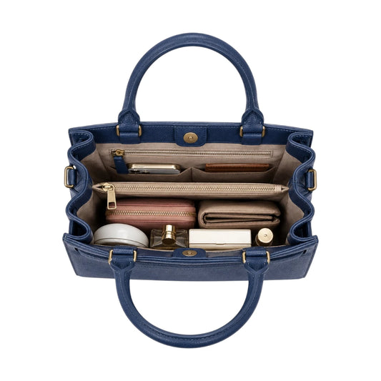 Bagnar Navy Refined Satchel Handbag