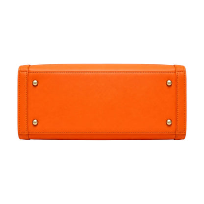 Bagnar Orange Faux Leather Structured Satchel Handbag