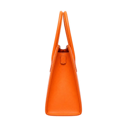 Bagnar Orange Faux Leather Structured Satchel Handbag