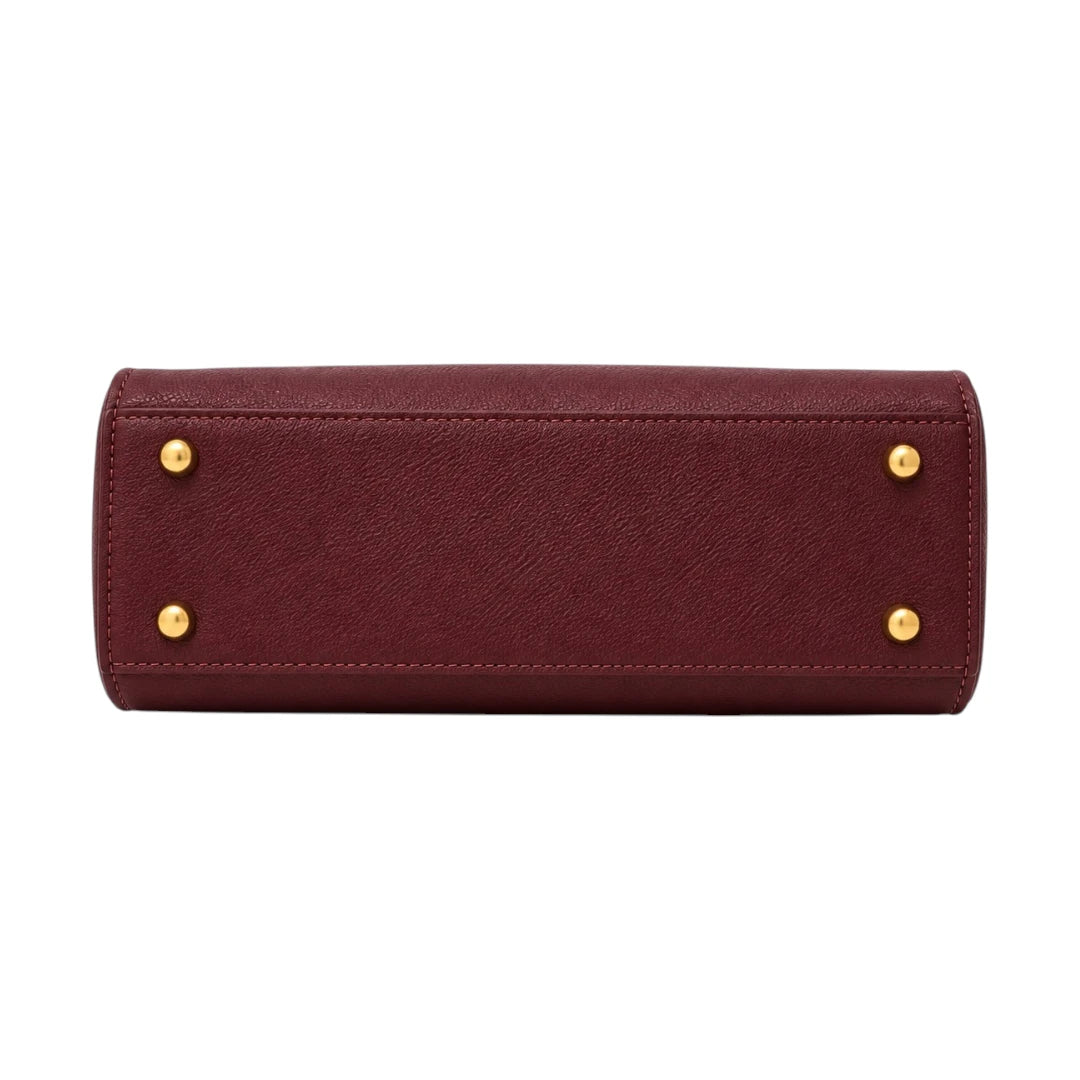 Evoria Maroon Gold Accent Faux Leather Satchel Handbag