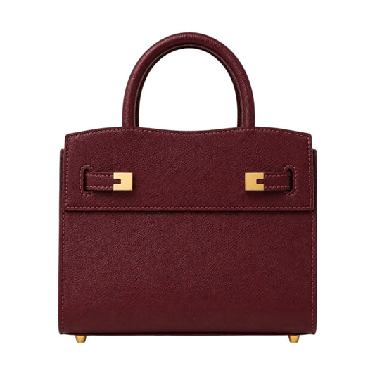 Evoria Maroon Gold Accent Faux Leather Satchel Handbag