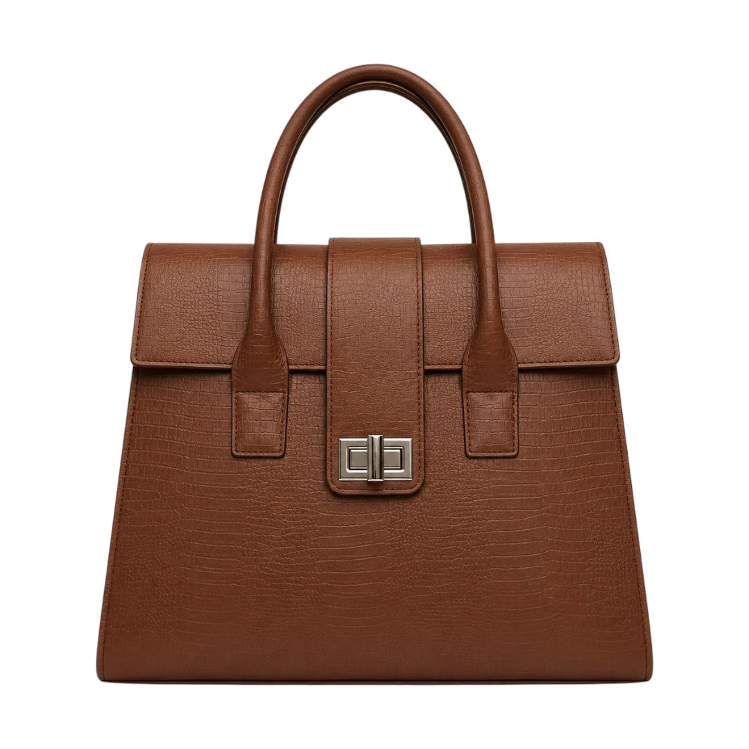 Evoria Marvelle Brown Textured Satchel Handbag