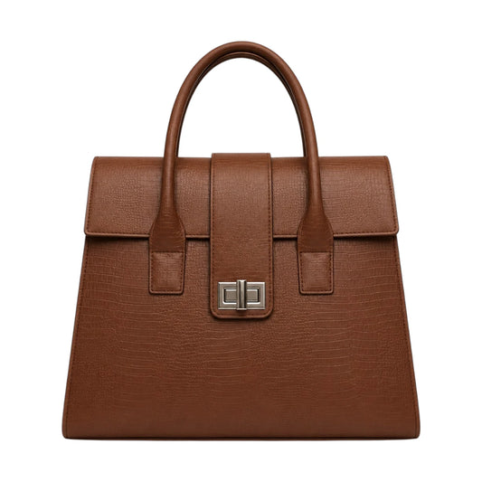 Evoria Marvelle Brown Textured Satchel Handbag