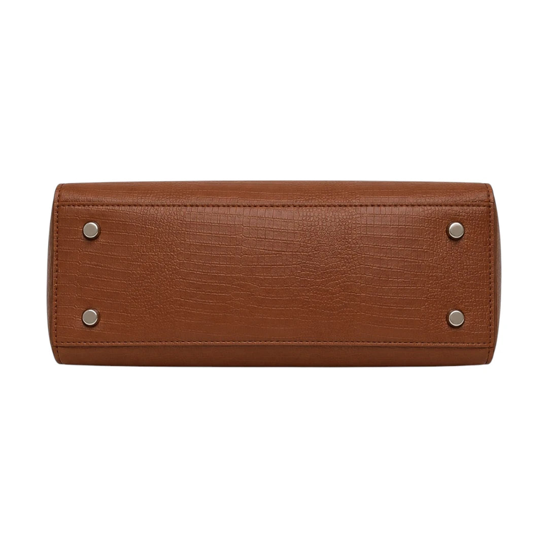 Evoria Marvelle Brown Textured Satchel Handbag