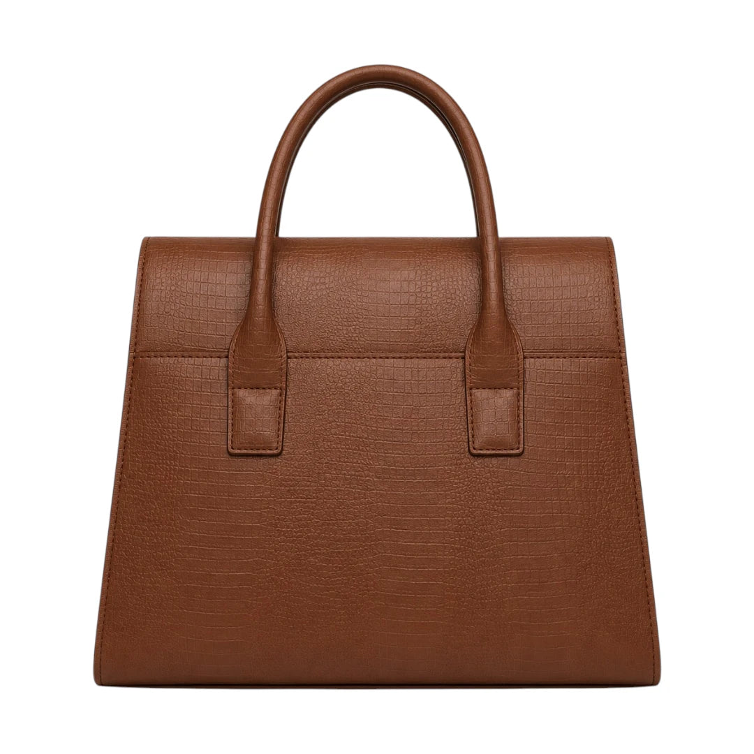 Evoria Marvelle Brown Textured Satchel Handbag