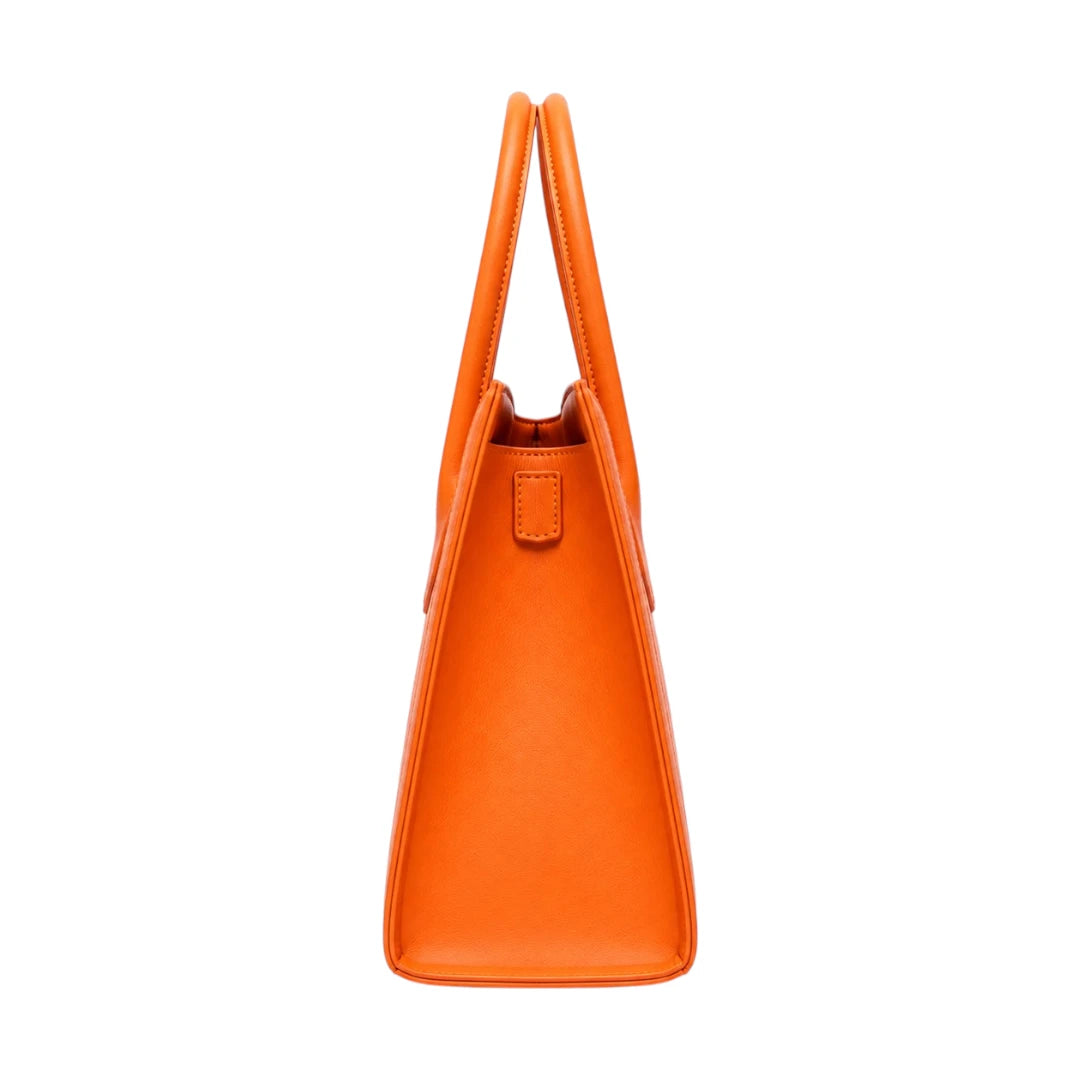 Evoria Orange Faux Leather Structured Satchel Handbag